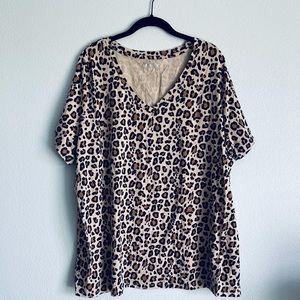 Ava & Viv Cheetah print V-neck